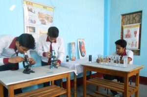 Students using Microscope